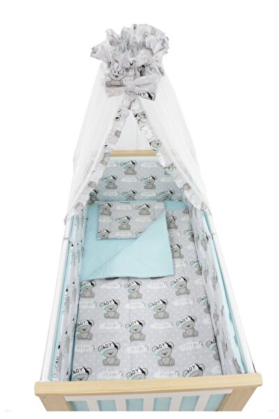 PRICHINDEL Set de lenjerie de pat cu baldachin din voal, 6 piese, Boy, revers...