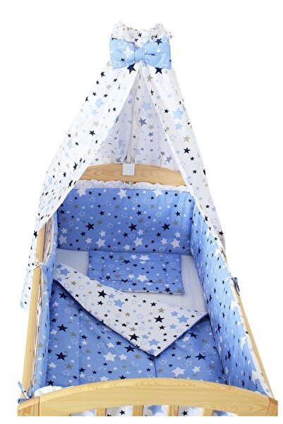 PRICHINDEL Copertină pentru pătuț, stele albastre, 200 x 150 cm