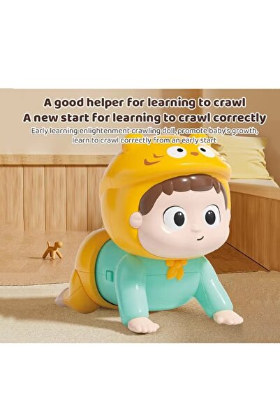 Generic Baby Crawling Toy Electric Infant Tummy Time Toy with Music Early Educational Toy Green