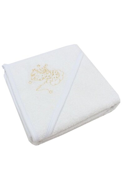 PRICHINDEL Prosop de baie cu glugă , alb cu îngeraș, 80 x 100 cm