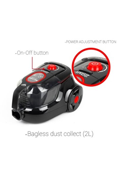 Zilan Bagless Vacuum Cleaner ZLN 3512, 750 W, cyclonic filtration, HEPA filter, 2 L, black/red