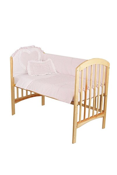 PRICHINDEL Set de lenjerie de pat pentru pătuț, 5 piese, inimă roz, 120x60 cm