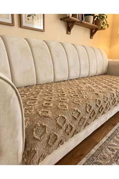 NEREZ TEKSTİL Şönil Bohem Kaymaz Desen Koltuk Örtüsü 90x200 cm | 3 Kişilik Ka...