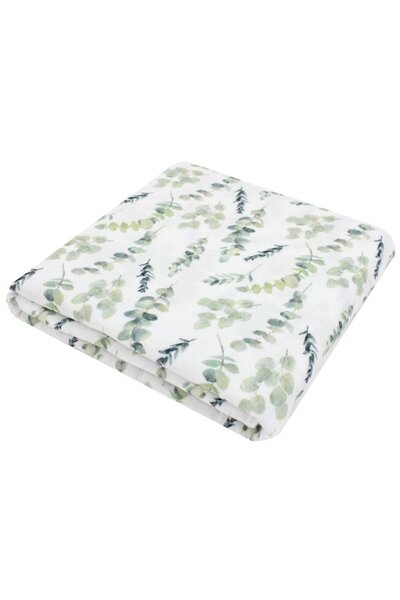 PRICHINDEL Muselină, Frunze Verzi, Alb, 65 x 80 cm