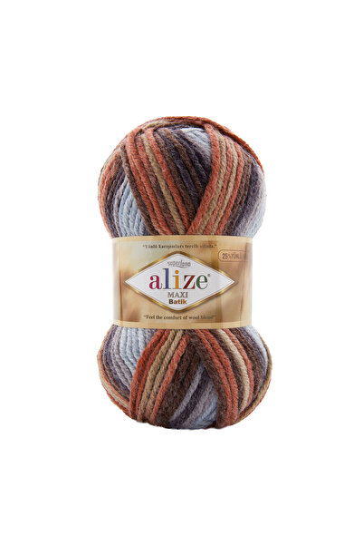 Alize Süperlana Maxi Batik 7942 Sweater, Cardigan Yarn Thick 25% Wool Batik 7942 100 Gr 100 Meters Thick