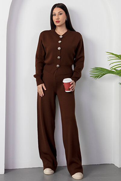 PULLIMM Buttoned Cardigan Pants Knitwear Set L3004