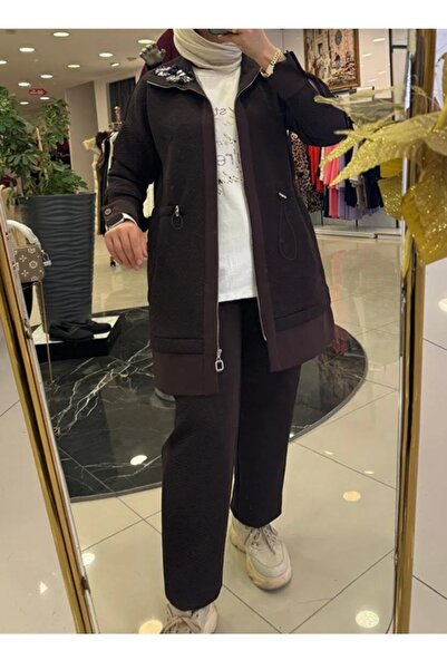 my312 New Women's Stone-Embellished Knitted Suit -1584