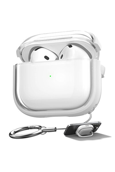 CaseOnn سماعات أبل إيربودز 4. غطاء حماية نيسيل / إيه إن سي بحافة ملونة وقفل أبيض