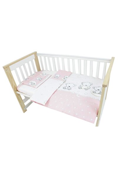 PRICHINDEL Lenjerie de pat pentru pătuț, 3 piese, Prichindel, ursuleț roz, 12...