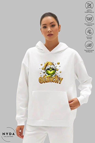Nyda Collections Unisex Hoodie με μακρύ μανίκι Grinchy με τύπωμα με κουκούλα ...