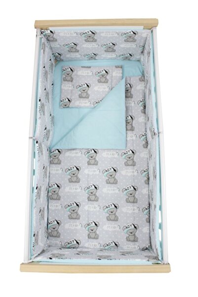 PRICHINDEL Set de lenjerie de pat pentru băieți, 5 piese, revers turcoaz, 120...