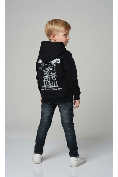 JNA Αγορίστικο φούτερ με κουκούλα, με στάμπα μπροστά και πίσω, εποχιακό