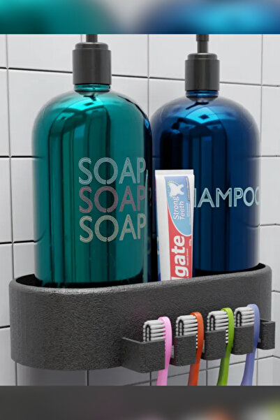 Genç 3D Şampuan – Duş Jeli Tutacağı + Diş Fırçası Askılığı | Duş Organizeri |...