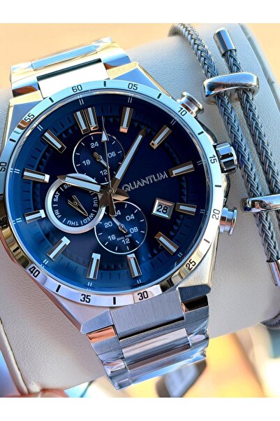 Quantum Men's Wristwatch Eq.390 with Steel Band Italian Bracelet 10 Atm Water Resistant 2 Years Warranty