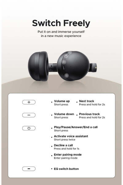 Generic ANC Wireless Bluetooth Headphones 80H Playtime Over Ear Noise Cancelling Gaming Headset