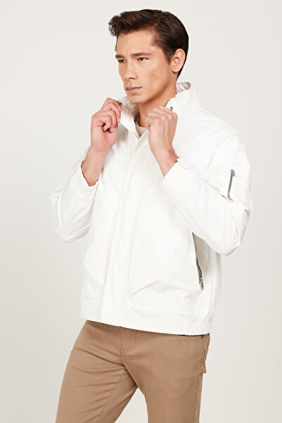 ALTINYILDIZ CLASSICS White Standard Fit Regular Cut Mock Neck Coat
