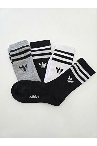 adidas Long socks, pack of 6, cotton blend, black/optical white/grey. One Size