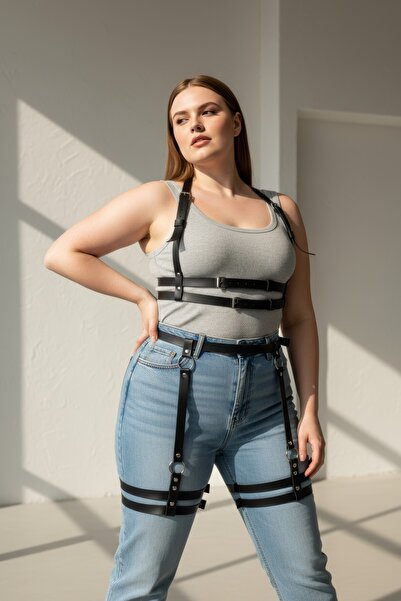 Angels Passion Set de lenjerie neagră de mărime mare