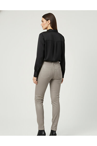 YONGA'S BOUTİQUE Trend Vizon Deri Görünümlü Mumlu Pantolon