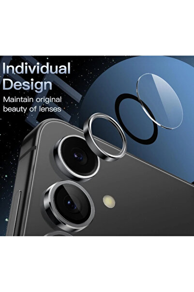 SOLİD CASE Samsung Galaxy S25 Fe Compatible Camera Lens Protector Glass and Frame Camera Protection Lens Sapphire with Apparatus