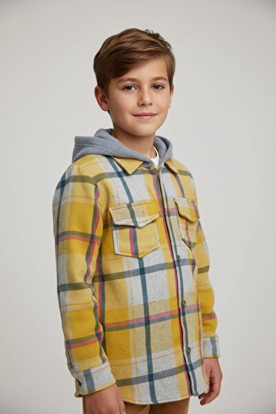 Görkem bebe ayakkabı ve tekstil Kapüşonlu Ekoseli Oduncu Gömlek Erkek Çocuk GÖMLEK