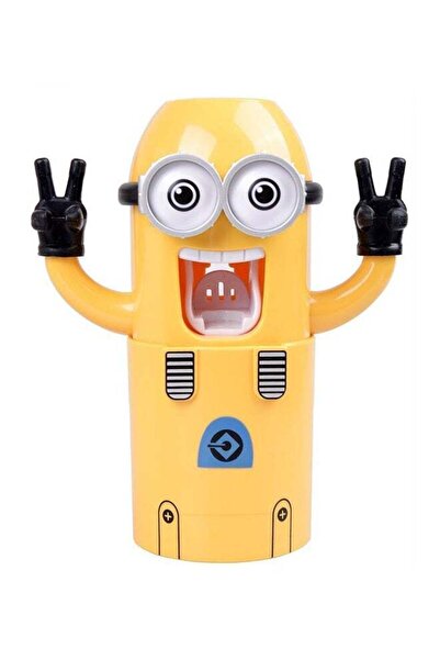 Generic Minions Design Automatic Toothbrush Holder With Dispenser - Yellow, 17 cm