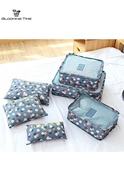 BLOOMING TIME حقيبة تخزين سفر مطبوع من 6 قطع، سهلة التصنيف والتخزين بدقة، حقي...