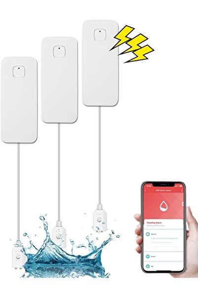 NALACAL كاشف تسرب المياه واي فاي، عبوة من 3 قطع، مستشعر تسرب المياه الذكي مع ...