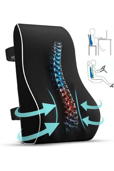 Generic Leon Home Memory Foam Lumbar Pillow - Mesh Breathable Back Support Cushion