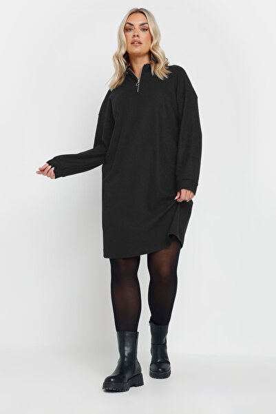 Stil Diva Plus Size V-Neck Long Sleeve Wicking Fabric Midi Dress 303855