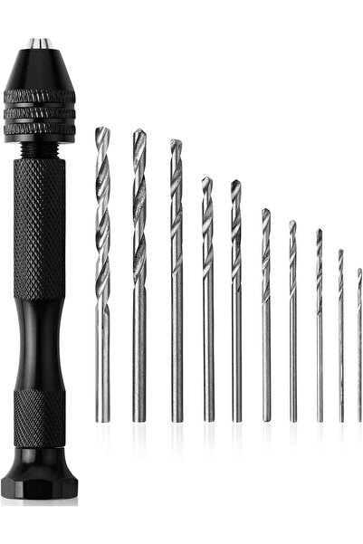 SYOSI مثقاب يدوي صغير مزود بـ 10 رؤوس مثقاب ملتوية (0.6-3.0 مم) للمجوهرات وال...