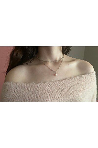 Tiamantt craft İnci Charm’lı İki Sıralı Kolye – Günlük & Özel Gün Kombinlerin...