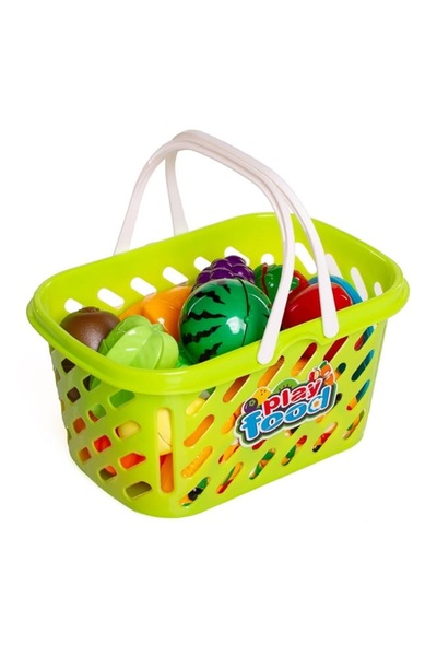 Doris Educational set basket with food, fruits and vegetables to cut with velcro Play Food, knife included, p