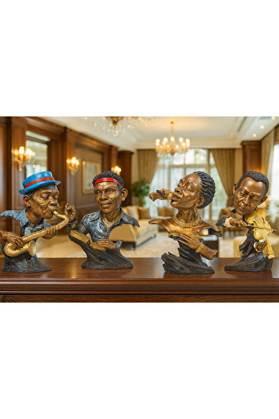 İSHTAR DEKOR DEKORATİF 4'LÜ ÇALGICI VE MÜZİSYEN SET