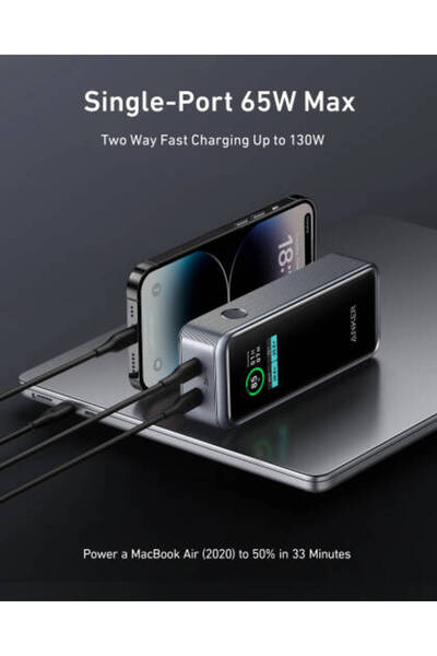 Anker Prime 12,000mAh 130W Power Bank (65W USB-C, 2 USB-C, Black)