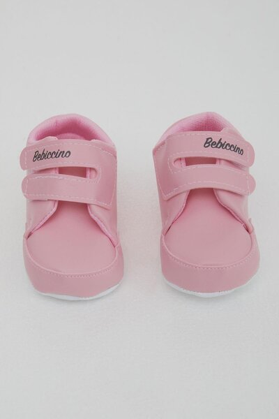 Bebiccino Baby Girl Booties Shoes Velcro Convers Size 18-19, Pink