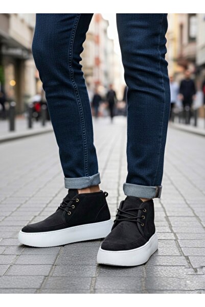 BOA Ba0550 Black Men's Style Sports Boots with Fur Inside and Laces