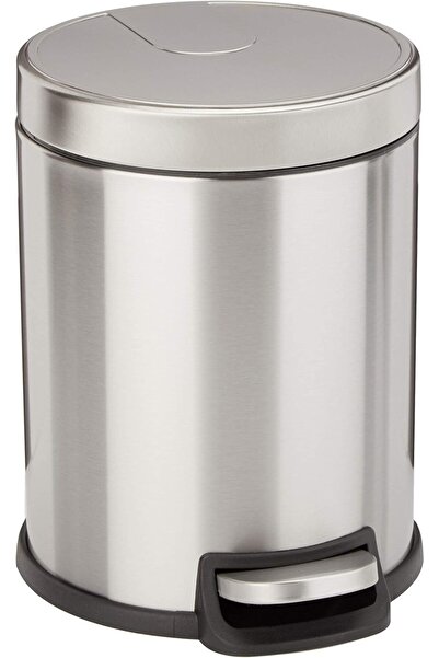 Amazon basics Stainless Steel Round Dustbin, 5 L / 1.3 Gal, Brushed Finish