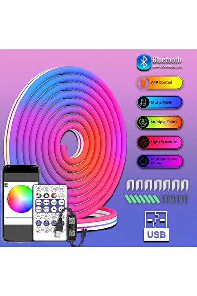 Generic Leon Home App Controlled Music Sync Neon Light Rope with Bluetooth 3m