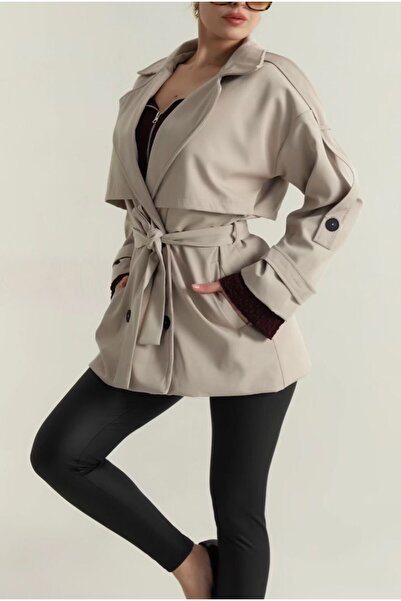 Azda معطف طويل بحزام موديل كود:066