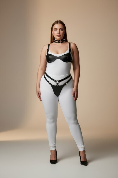 Angels Passion Set de lenjerie neagră Plus Size