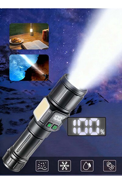 Generic Leon Home Camping Flashlight - 9 Modes, 1000-2000 Lumens, 30W LED with COB Side Light