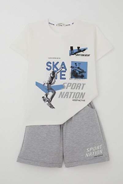 Breeze Boy's Shorts Set Skateboard King 8-14 Years Old, Ecru