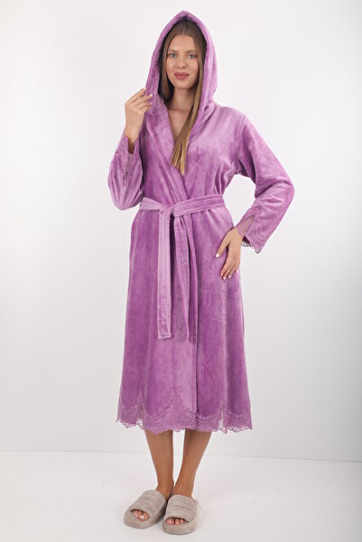 Wild Love Women's Hooded Lace 100% Bamboo Dressing Gown