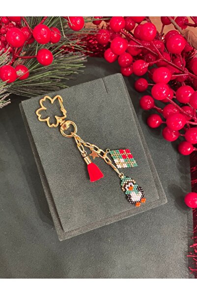 Kübüşün Atölyesi KA-353 Miyuki Anahtarlık - Yeni Yıl Serisi - Yılbaşı Penguen