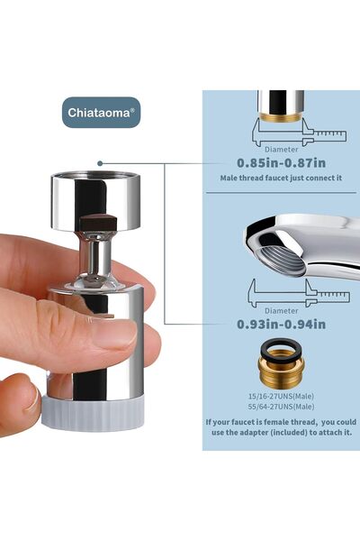 NALACAL 360° Swivel Kitchen Faucet Aerator - 3-Function Chrome Extender