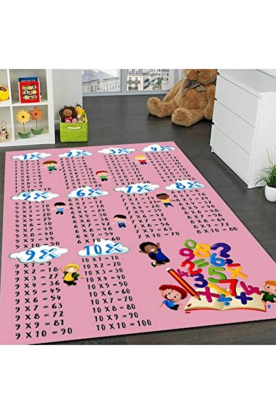 Sanlux Anti-slip children's room carpet, pink multiplication table pattern, 120x180 cm