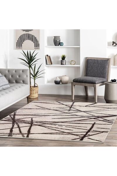 Generic Leesentec Soft Modern Short Pile Non-Slip Abstract Area Rug (Beige, 200 x 300 cm)