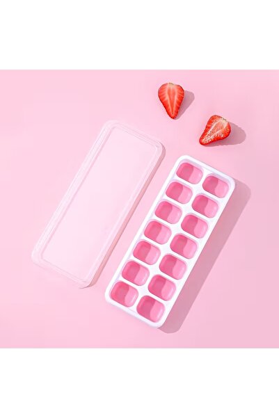 bimbambom 12-Cavity Non-Stick Silicone Base Ice Mold with Plastic Lid