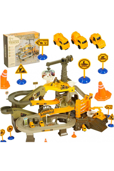 Ikonka Ikonka Car Circuit Playset for Kids, with Engineering cars and accessories included